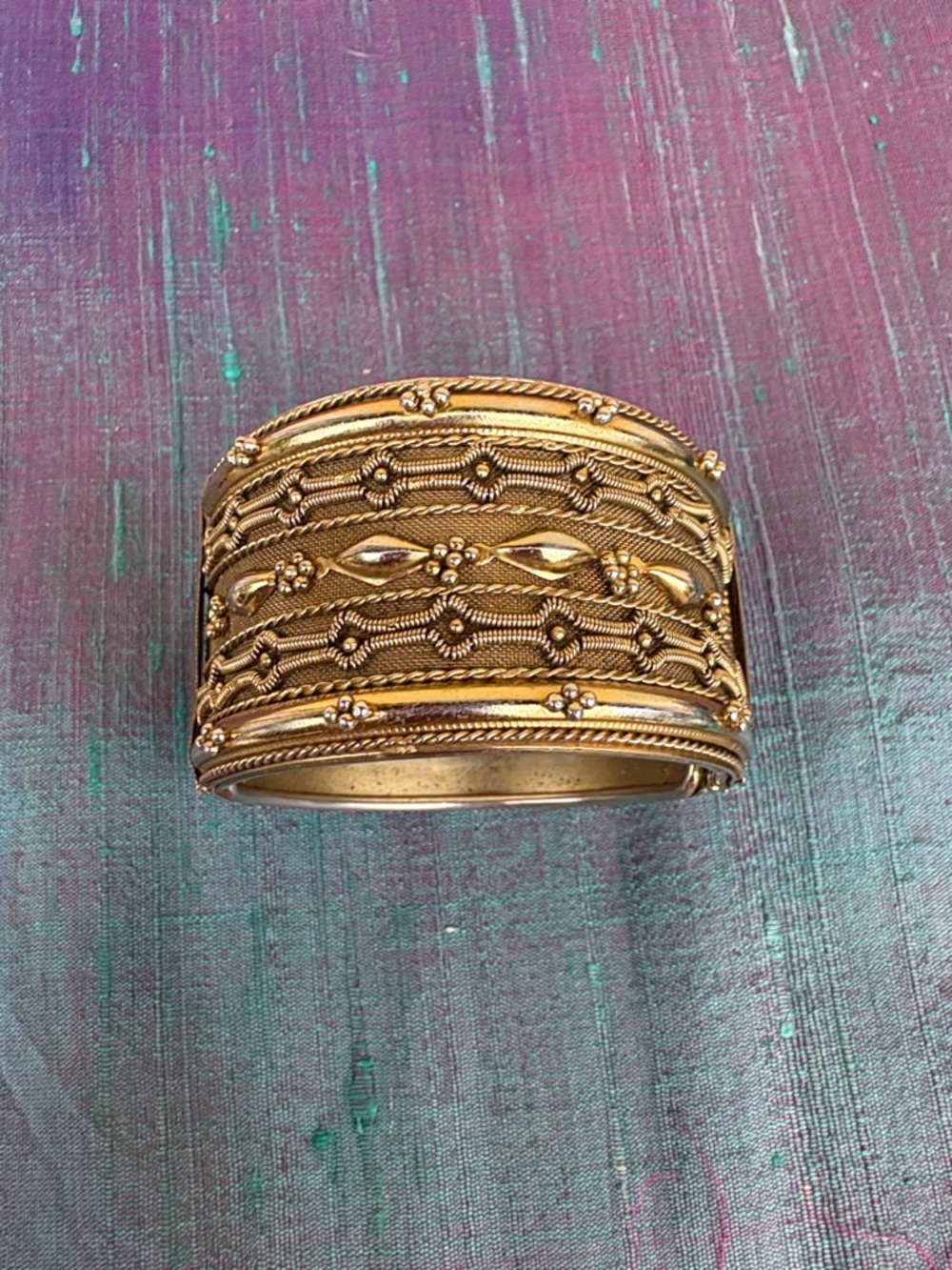 Gold-Tone Decorative Cuff Bracelet